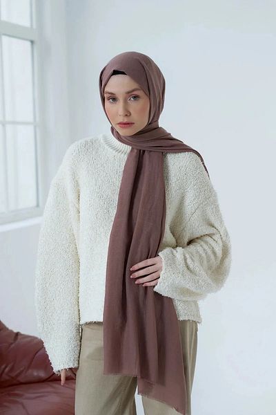 Modakaşmir Neo Cotton Shawl Dusty Brown