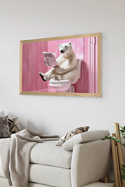 Artavessa Tek Parça Ahşap Çerçeve Görünümlü Ayı Baskılı MDF 48x33 cm Tablo - ...