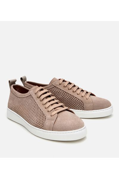 Hotiç Men's Suede Leather Beige Ultra Light Sole Casual Shoes