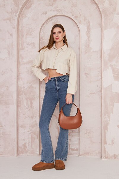 Duman Kadın Deri Model Siyah Baget Omuz Çantası