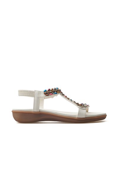 Guja Women's Stone Detailed Daily Sandals 25Y 25Y150-8 Z White
