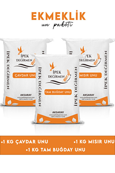 İpek Değirmen 3 KG Yöresel Ekmeklik Un Paketi Tam Buğday Mısır Çavdar Unu