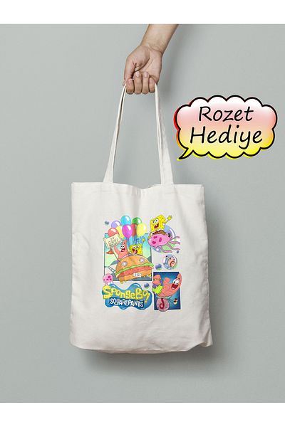 Akumastik Sponge Bob Sponge Bob Cloth Bag 35X40Cm - Badge Gift