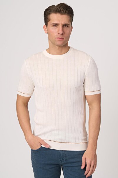 White Stone WHITE STONE 2025-Y 25050 MAJICA SA O-IZREZOM I ŽIBOVIMA ECRU