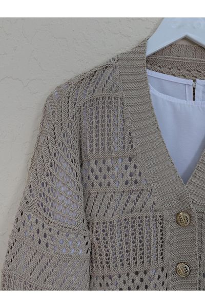 HİJABAYA Openwork Buttoned Knitwear Cardigan