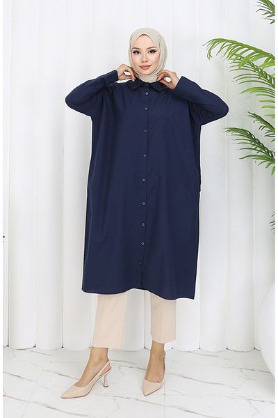 sefamerve Ρεγκλάν Μανίκι Χιτώνας 4066-07 Navy Blue