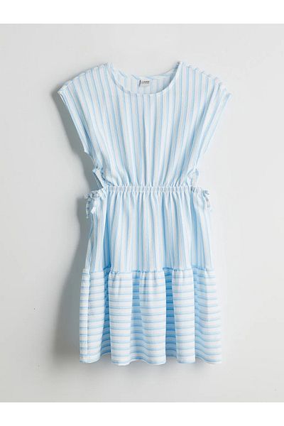 LC Waikiki LCW Kids Rochie pentru fetiță cu dungi alb cu decolteu