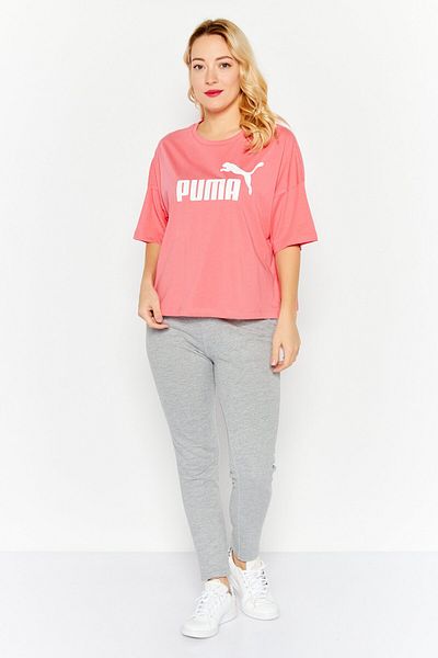 Puma بلوزة رياضية نسائية بأكمام قصيرة، وردي/أبيض