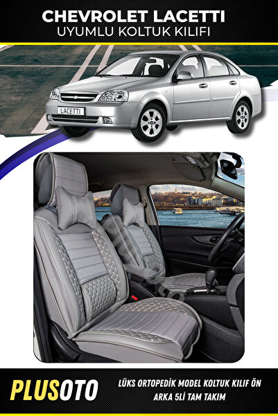 PlusOto مجموعة أغطية مقاعد السيارة باللون الرمادي المتوافقة مع سلسلة شيفروليه...