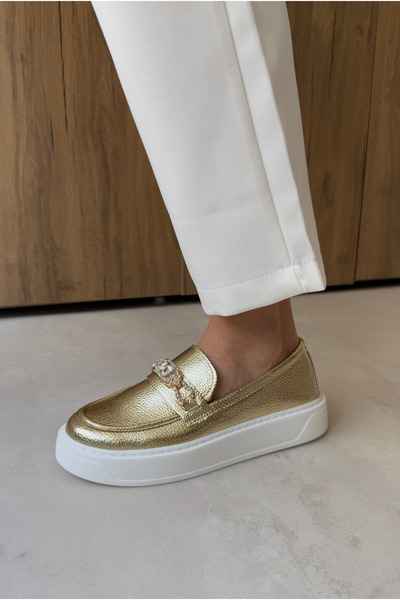 Mupa Shoes Жіночі лофери з камінцями GOLD