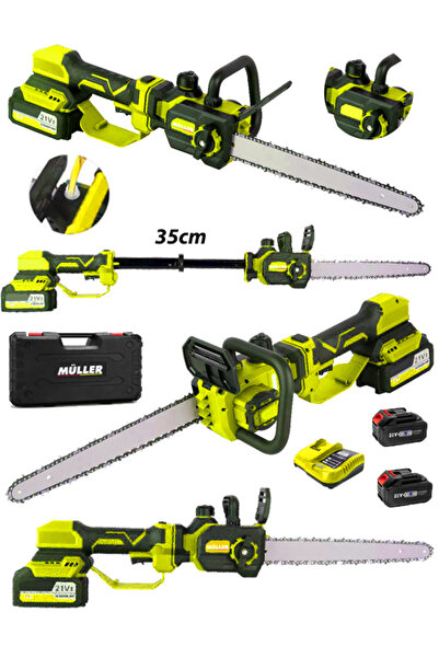 Pro Müller Alman 21 V Metal Şanzıman Çift Akülü 2 Kademeli Teleskopik Odun Ah...