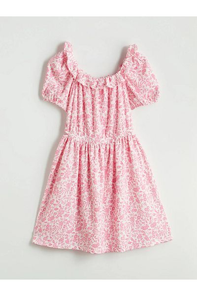 LC Waikiki Rochie albă pentru fete cu flori LCW Kids