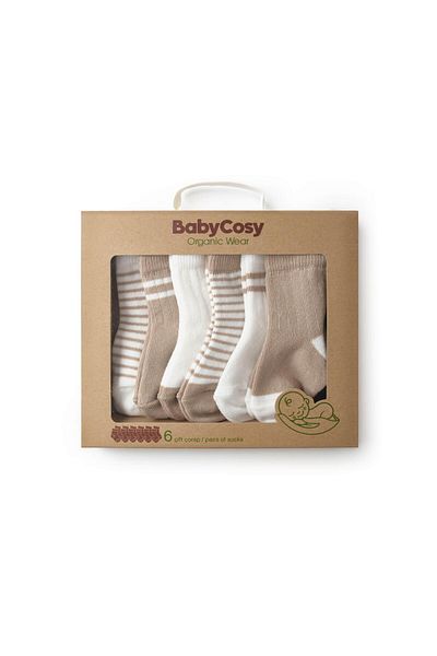 BabyCosy Organic Wear Csyc1003 Baby 6-Pack Socks 100% Organic Cotton, Baby - Newborn - Csyc1003