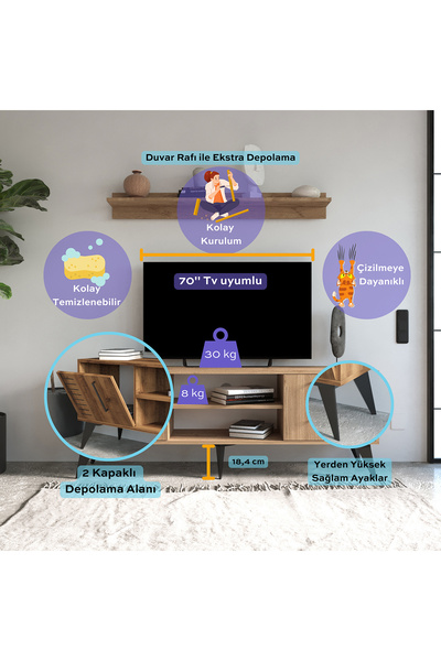 Bimossa G3420 Karla Tv Ünitesi ve Raflı Hat