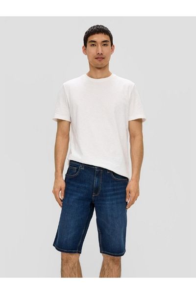 s.Oliver Men's mid-rise denim shorts with regular fit, Dark blue