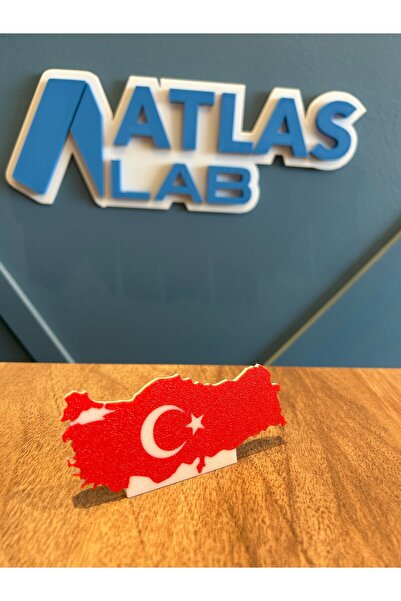 Atlas Lab Türkiye Haritası Masaüstü Dekor – Bayrak Temalı Tasarım – Anlamlı Hediyelik Obje - 3d Baskı