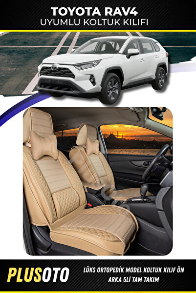 PlusOto مجموعة أغطية مقاعد السيارة المتوافقة مع Toyota Rav4 Plus Lux Series ب...