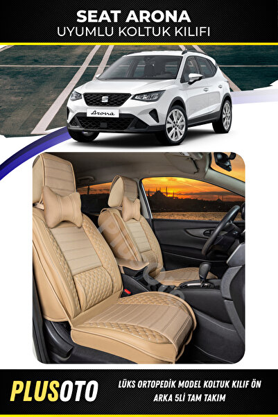 PlusOto مجموعة أغطية مقاعد السيارة المتوافقة مع سلسلة Seat Arona Plus Lux بال...