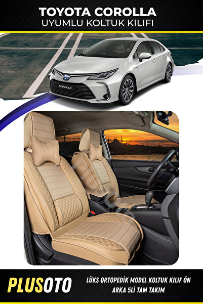 PlusOto مجموعة أغطية مقاعد السيارة المتوافقة مع تويوتا كورولا بلس لوكس باللون...