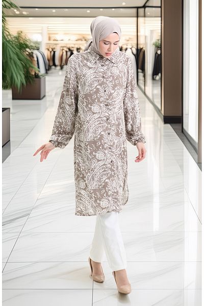 sefamerve Viscose Buttoned Tunic 992032A-02 Mink