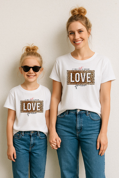 MYADA تي شيرت مطبوع عليه Love Leopard متطابق للأم والابنة 22446