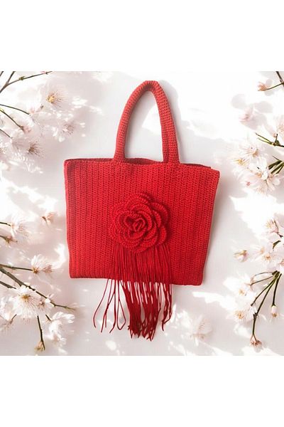 ZAHandmade Handmade Red Rose Detailed Summer Bag