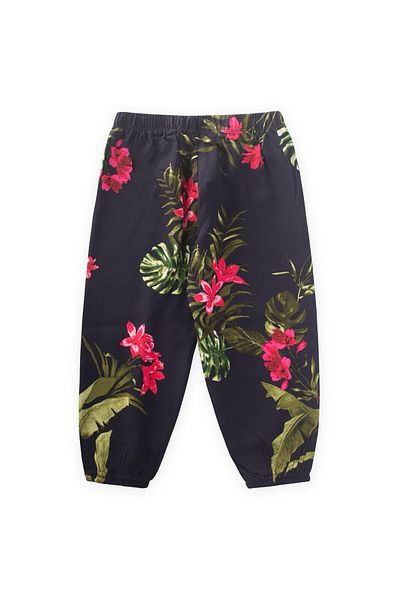 Cigit Patterned Ankle Length Baggy 3-9 Years Old Big Leaf Pattern