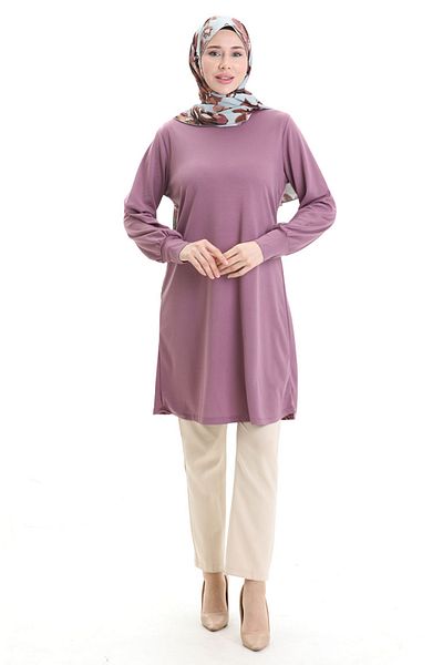 sefamerve Basic Tunic 1120-10 Dark Dusty Rose