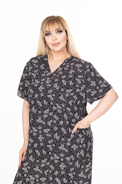 mervemoda Rochie rochie de vară cu mâneci scurte, lungime scurtă, țesute de vară, mărime mare