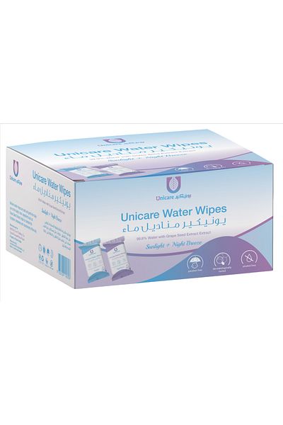UniCare Original Baby Wet Wipes 99.9% Water Based Unscented For Sensitive Skin, 300 Count - 10 Packs