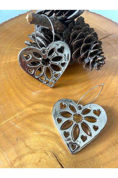 canan dizayn Flower Heart Nickel Plated Acyric Earrings Style