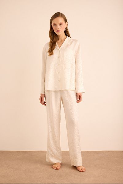 Aker Silk Jacquard, Front Buttoned Pajama Top