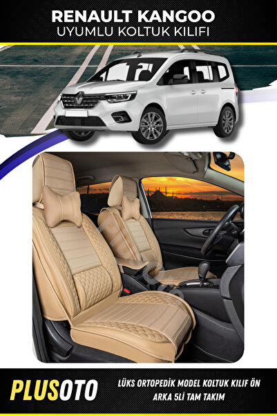 PlusOto Renault Kangoo Compatible Plus Lux Series Beige Car Seat Cover Set of...
