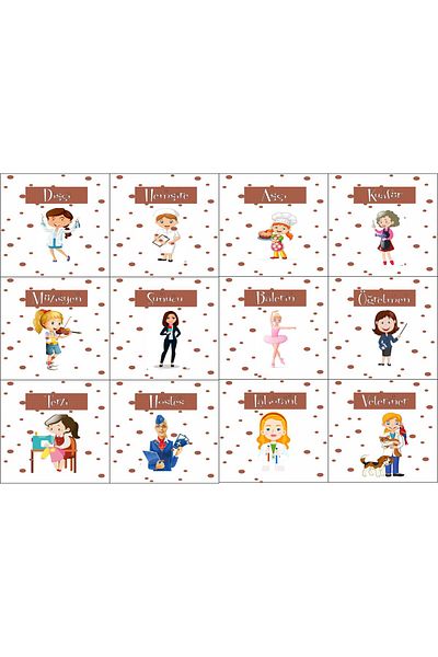 43 cici süsler organizasyon Bohemian Pastel Profession Cards for Teeth Wheat Gingham 12 Pieces Girl