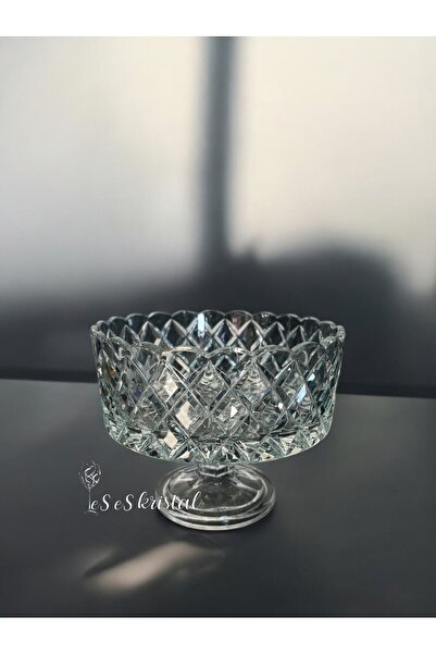 es es kristal 19 CM CAM KESME AYAKLI SUNUM KASESİ ŞEFFAF