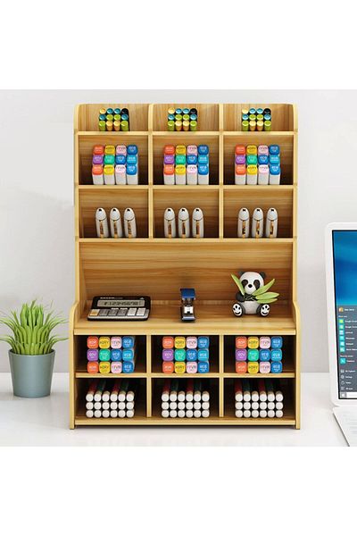 kutuTR 9+9 Compartment Desktop Pen Holder Organizer Disassembled