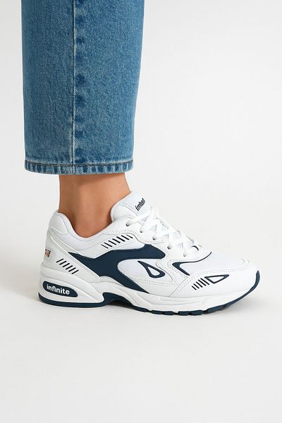Ebru Pantofi sport unisex, albi, confortabili, de zi cu zi, pantofi albastru bleumarin