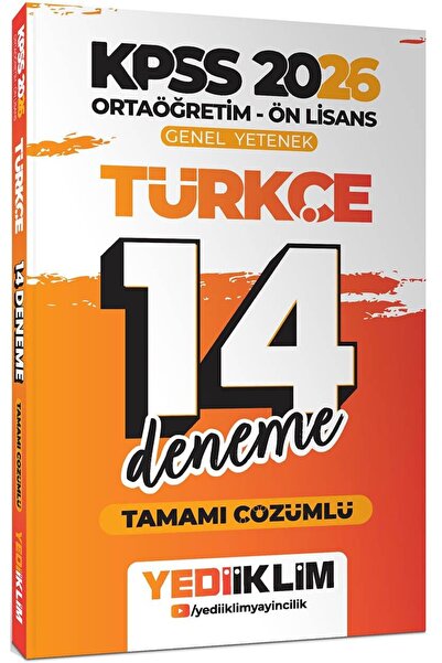 Yediiklim Yayınları 2026 Kpss Ortaöğretim Ön Lisans Genel Yetenek Türkçe Tama...