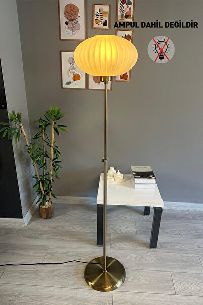 Bamyum Elegant Beyaz Cam Lambader Düz İnce Gövde Modern Dekoratif Metal Oturma Odası Zemin Lambası