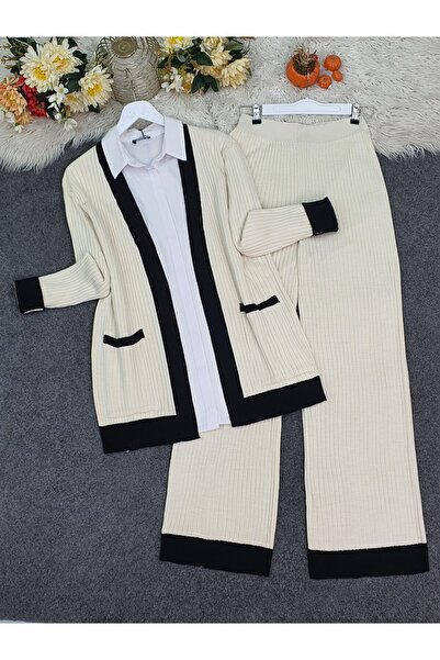 HİJABAYA طقم تريكو مضلع بجيب مزدوج