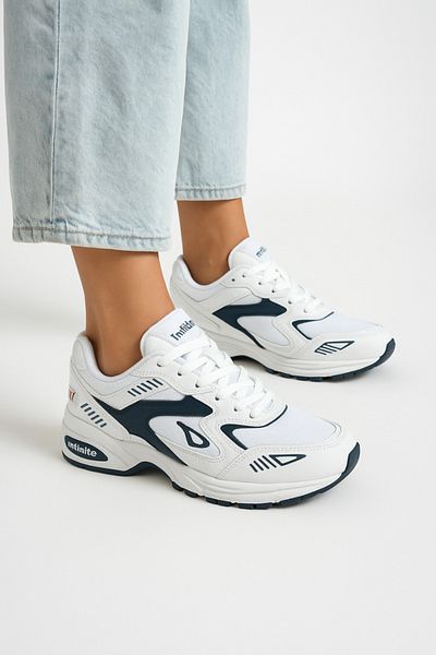 Ebru Pantofi sport unisex, albi, confortabili, de zi cu zi, pantofi albastru bleumarin