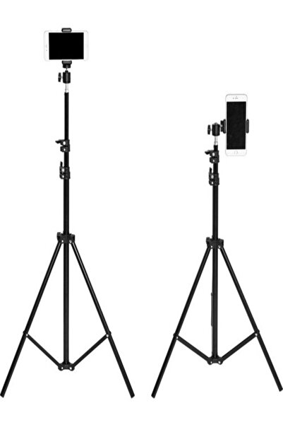 AydemirTech Tripod 2.1 Mt 360 Döner Başlıklı Telefon Tutucu Ring Light Metal Işık Stüdyo Lamba Ayağı