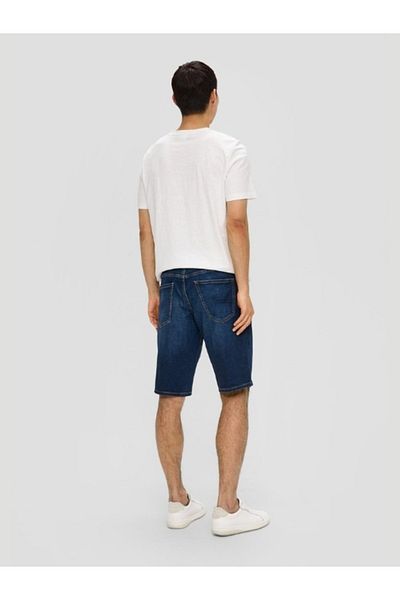 s.Oliver Men's mid-rise denim shorts with regular fit, Dark blue