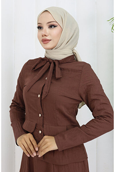 sefamerve Shirt Skirt Double Set 11309-02 Brown