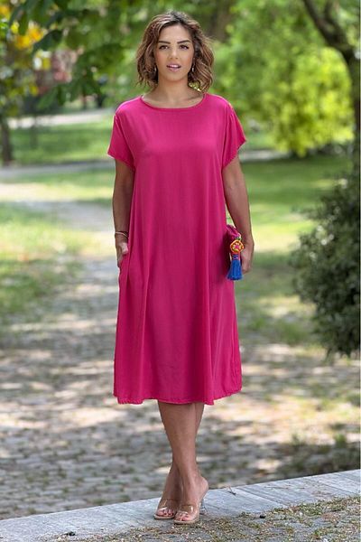 Nevin Kaya Moda Rochie din bumbac perlat de culoare roz