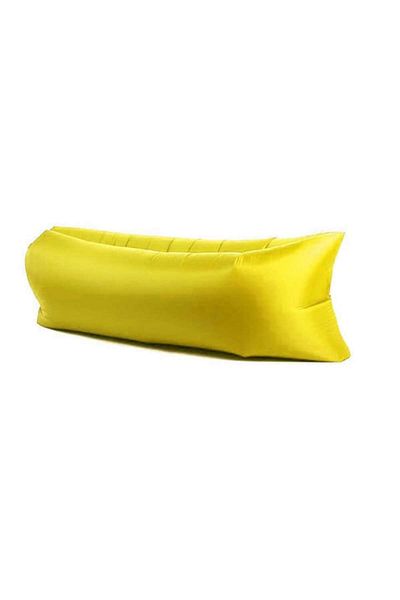 MACVI Saltea tip sezlong Lazybag Macvi®, umflare fara pompa, plaja/picnic/camping, 190 x 70 cm, Galben
