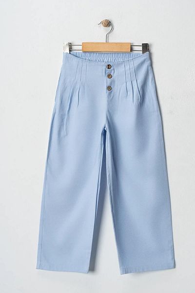 Çocuksan Baby&Kids Wear Girl's Buttoned High Waist Wide Leg Trousers - Baby Blue, Casual, Holiday