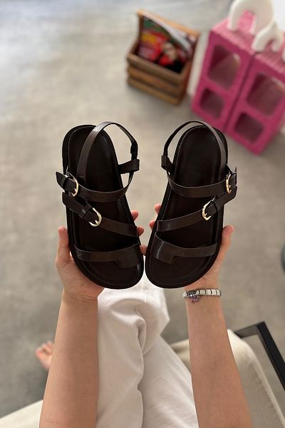 SHOEBELLAS Дамски сандали с джапанки Hessa Bitter Brown