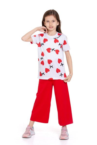 CiciTime Çocuk Modası Girl's Small Bow Summer Short Sleeve Set