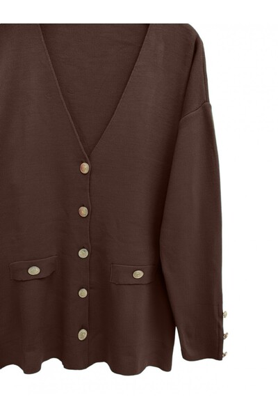 HİJABAYA Metal Buttoned Pocket Detailed Cardigan